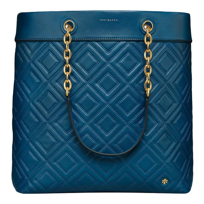 Tory Burch Symphony Blue Leather Fleming Tote