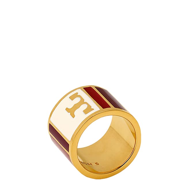 Tory Burch Liberty Red Geo Striped Ring