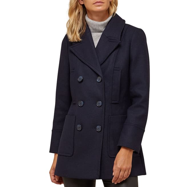 N°· Eleven Navy Wool Blend Double-Breasted Pea Coat