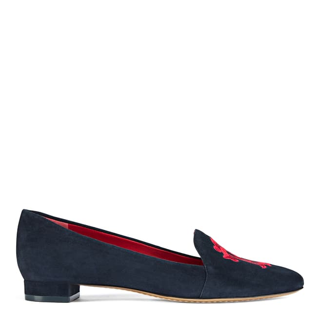 Tory Burch Battleship Blue Suede Antonia Loafers