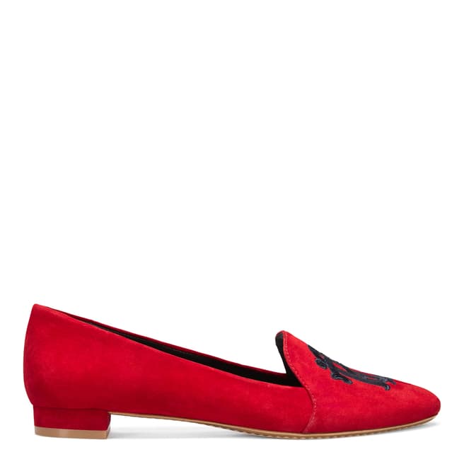 Tory Burch Liberty Red Suede Antonia Loafers