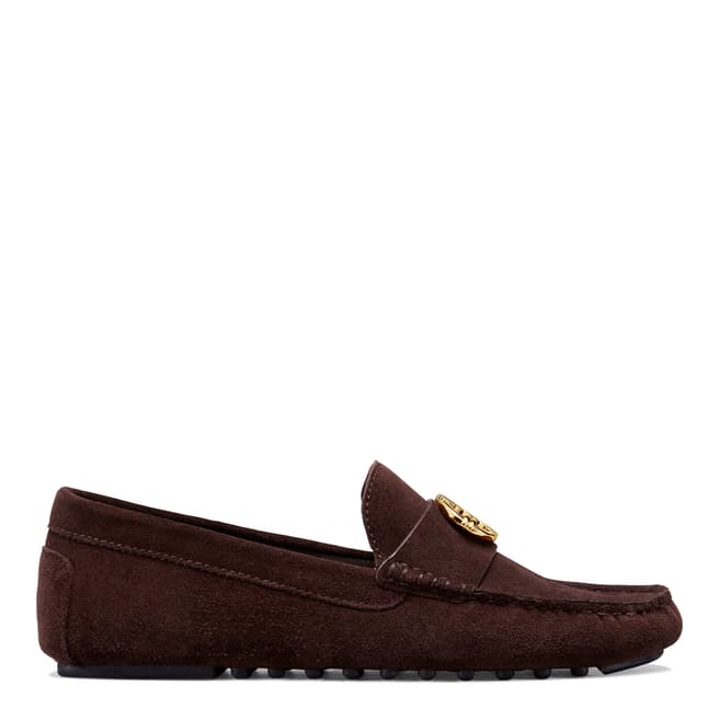 Tory Burch Chocolate Suede Gemini Link Driving Loafers