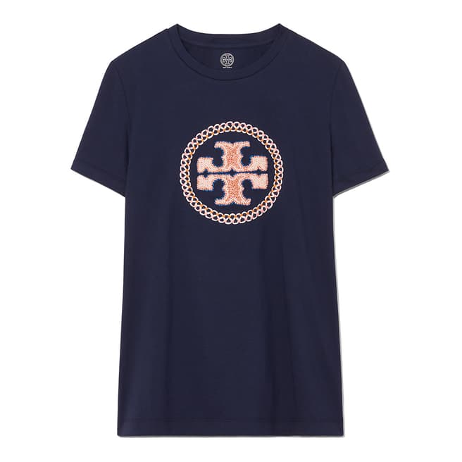 Tory Burch Navy Maya Embellished T-Shirt