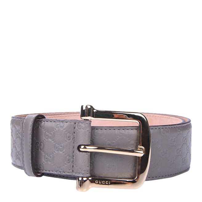 Gucci Grey Gucci Monogram Leather Belt