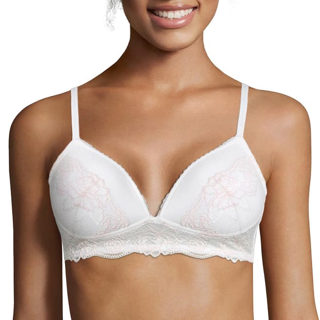 maidenform White Casual Comfort Wirefree Lace Bralette