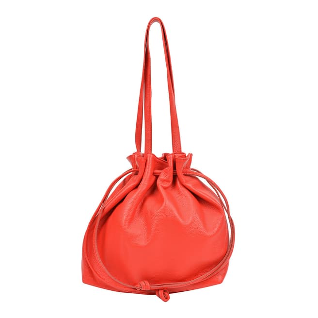 Mangotti Red Leather Bucket Bag