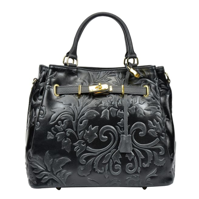 Sofia Cardoni Black Leather Top Handle Bag