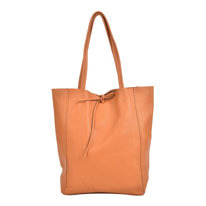 Sofia Cardoni Orange Leather Shopper Bag