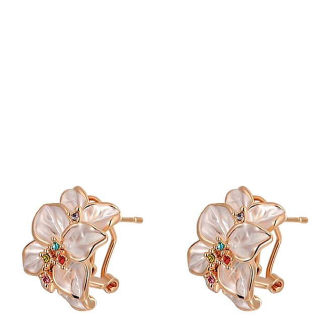 Ma Petite Amie Flower Petal Clip Earrings with Swarovski Crystals