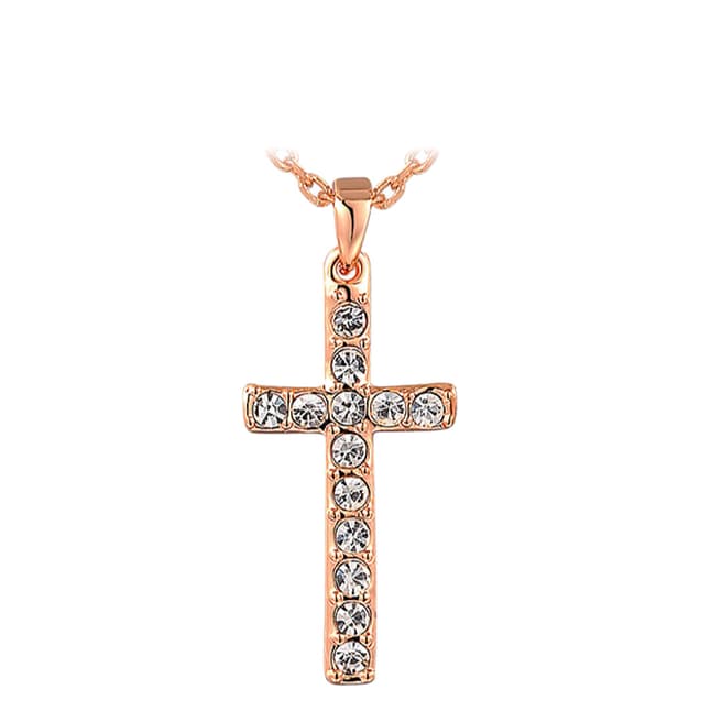 Ma Petite Amie Rose Gold Plated Cross Necklace with Swarovski Crystals