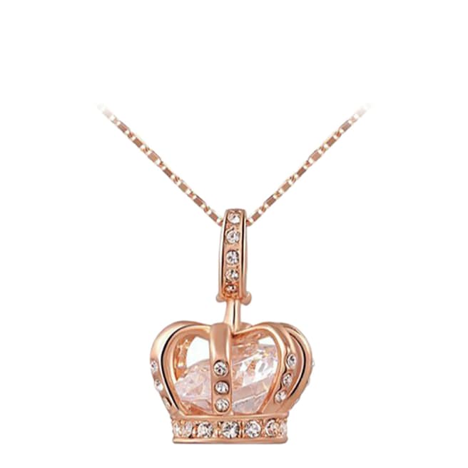 Ma Petite Amie Rose Gold Plated Crown Necklace with Swarovski Crystals