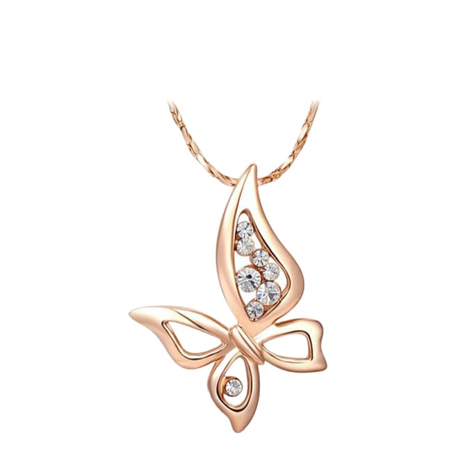 Ma Petite Amie Rose Gold Plated Butterfly Necklace with Swarovski Crystals