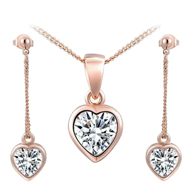 Ma Petite Amie Heart Necklace And Earrings Set with Swarovski Crystals