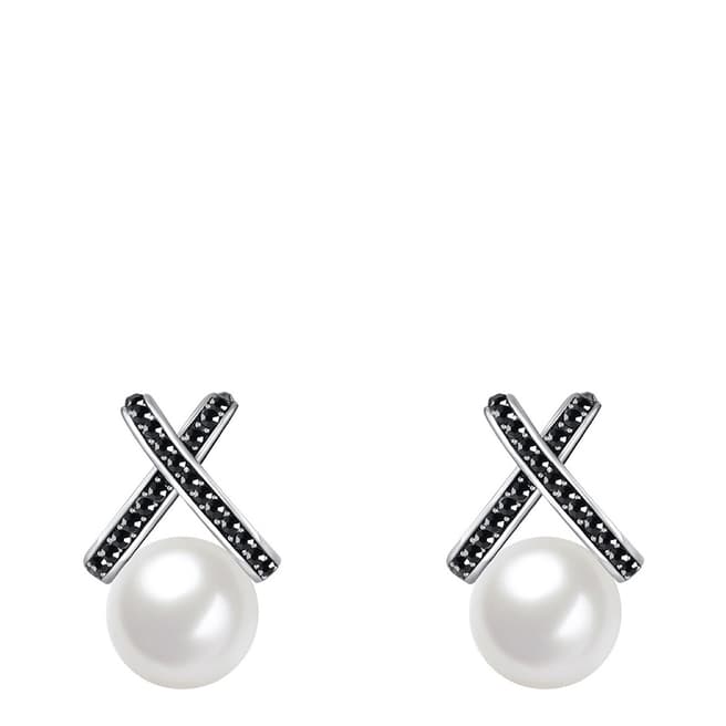 Ma Petite Amie Cross Pearl Earrings with Swarovski Crystals