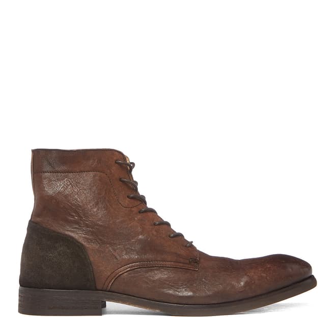 Hudson London Brown Washed Leather Yoakley Lace Up Boots