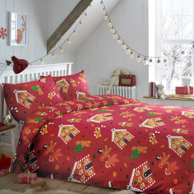 Fusion Gingerbread Single Duvet Cover Set, Red