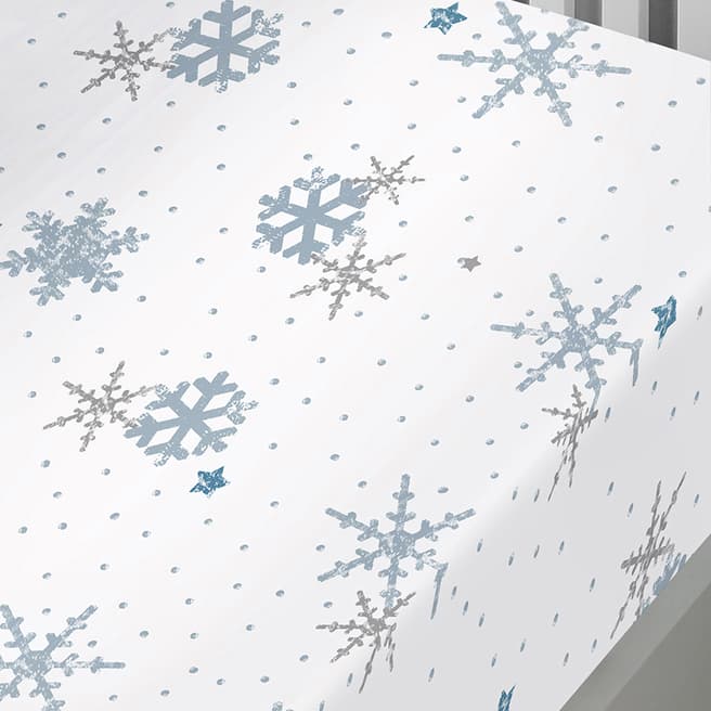 Fusion Christmas Snowflake Single Fitted Sheet, Blue