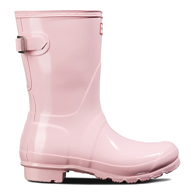 Hunter Candy Floss Pink Short Adjustable Gloss Wellington Boot