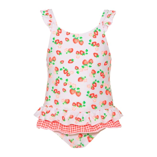 Sunuva Baby Girls White Wild Strawberries Frill Swimsuit
