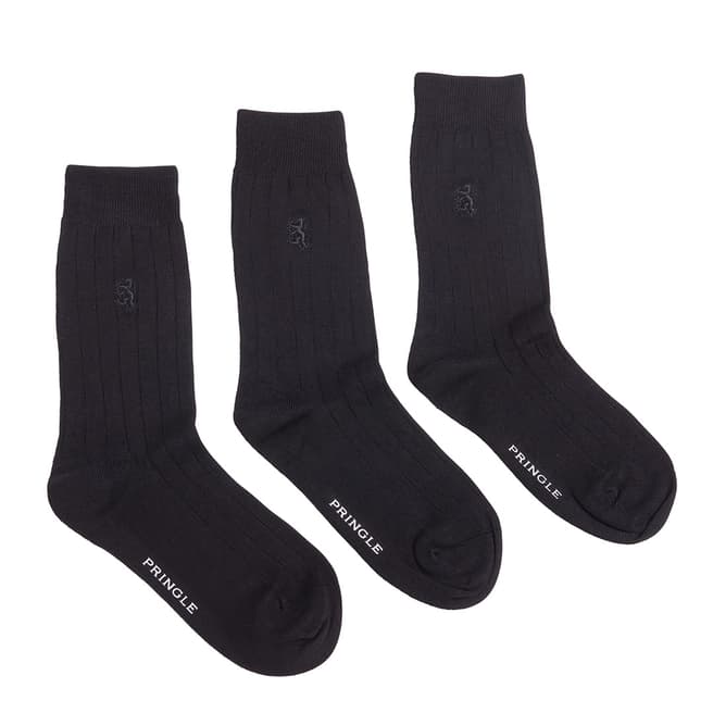 Pringle Black Label Black Bamboo 3 Packs Socks