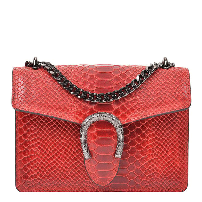 Renata Corsi Red Horseshoe Detail Leather Shoulder Bag