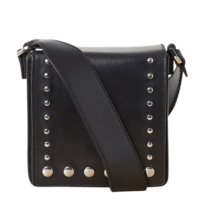French Connection Black Anneli Studded Box Leather Crossbody