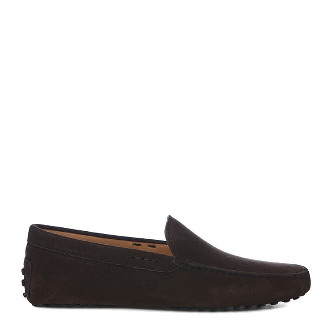 Tod's Dark Brown Suede Gommini Loafers