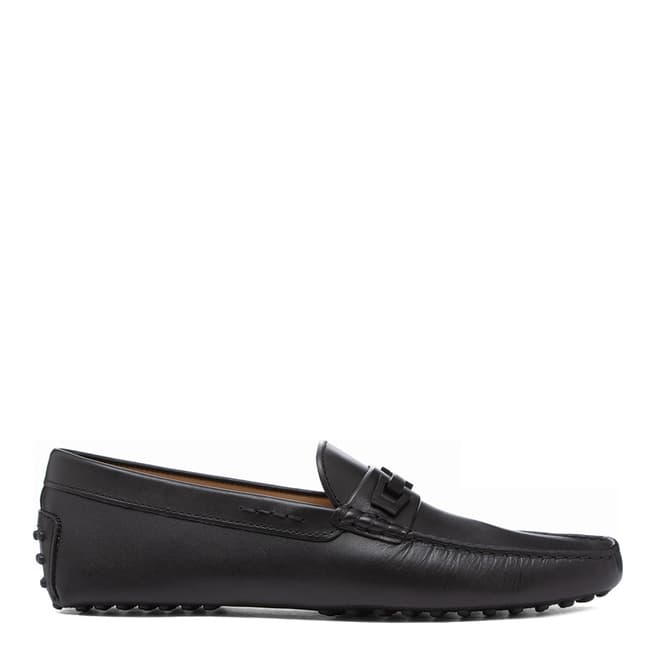 Tod's Nero Black Leather Macro Clamp Loafers