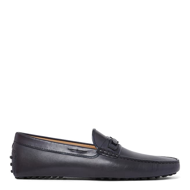 Tod's Blue Leather Macro Clamo Country Gommini Loafers