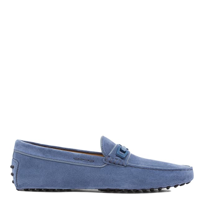 Tod's Blue Jeans Suede Macro Clamp Loafers