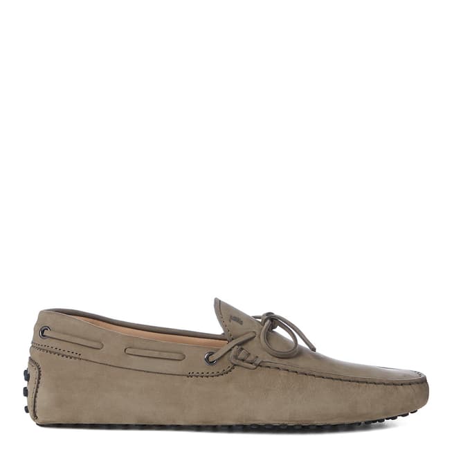 Tod's Taupe Nubuck Gommini Lace Loafers