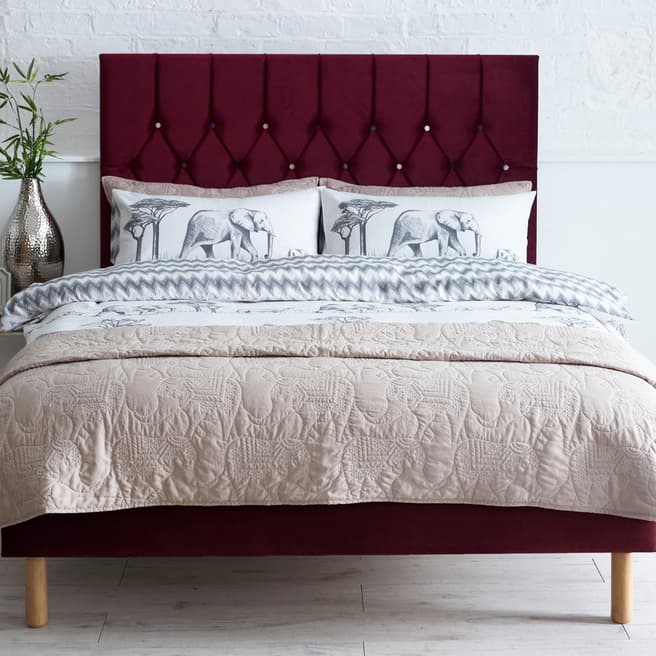 Catherine Lansfield Boutique Collection Velvet Bed Frame - Superking (6') - Berry