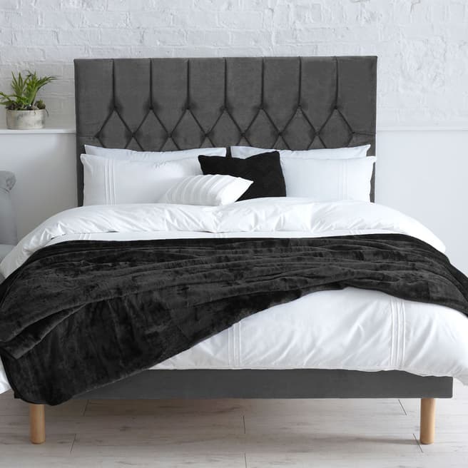 Catherine Lansfield Boutique Collection Velvet Bed Frame - Superking (6') - Steel