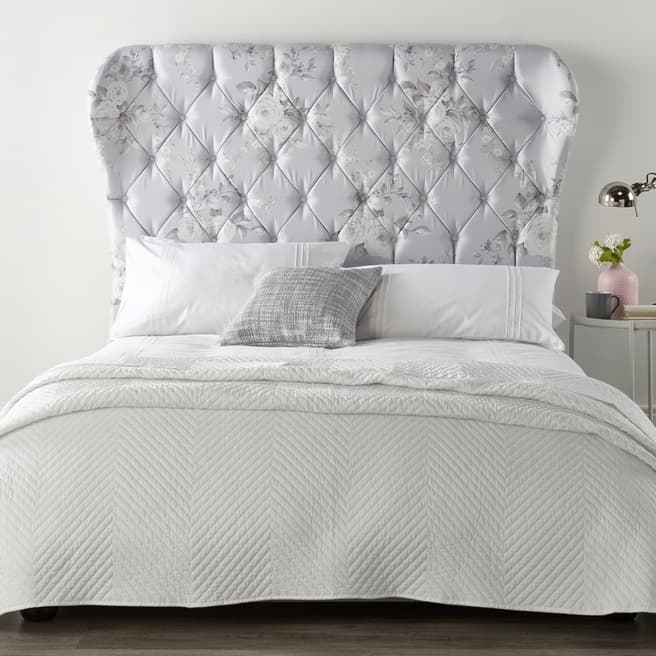 Catherine Lansfield Canterbury Grey Wing Bed - Double (4'6") - Tonal