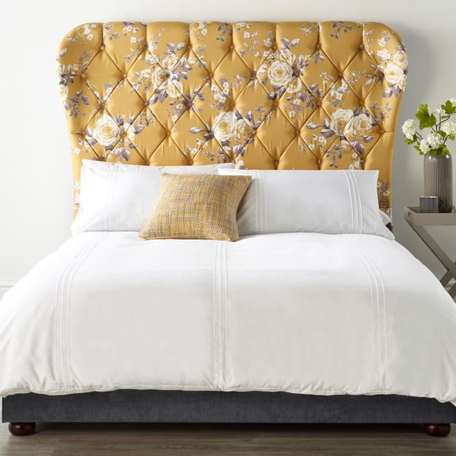 Catherine Lansfield Canterbury Ochre Wing Bed - Double (4'6") - Ochre