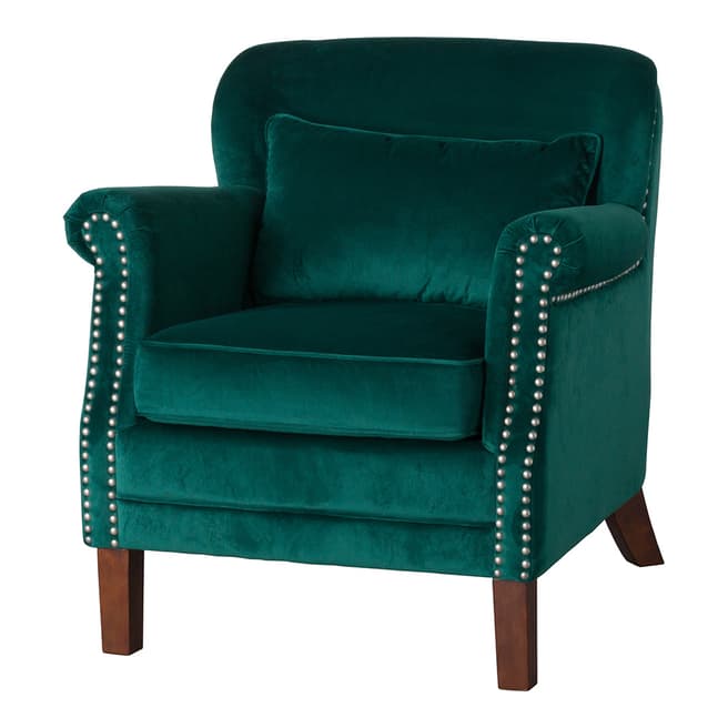 Hill Interiors Emerald Velvet Low Backed Studded Armchair