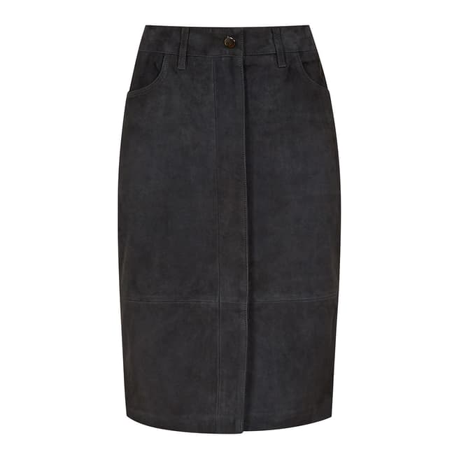 Reiss Charcoal Tammi Suede Pencil Skirt