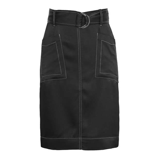 Reiss Black West Contrast Sitch Skirt