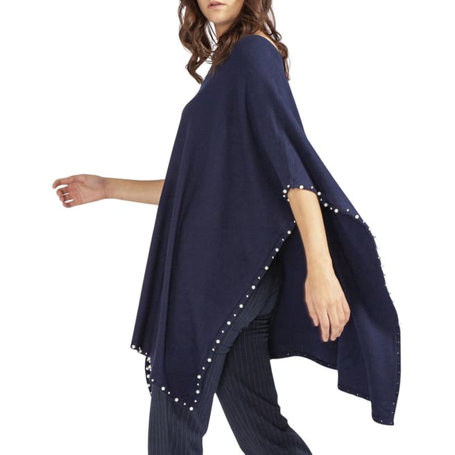 JayLey Collection Navy Pearl Cashmere Blend Poncho