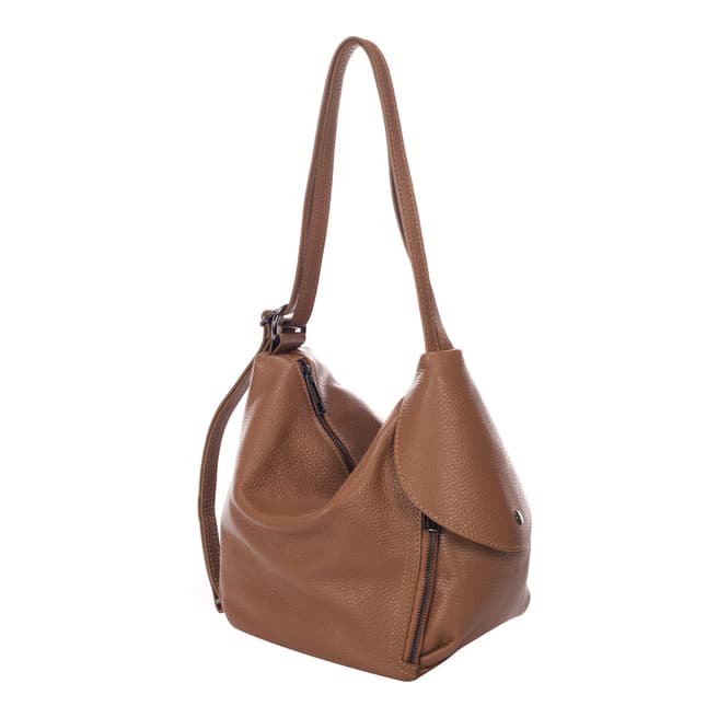 Giulia Massari Cognac Leather Shoulder Bag