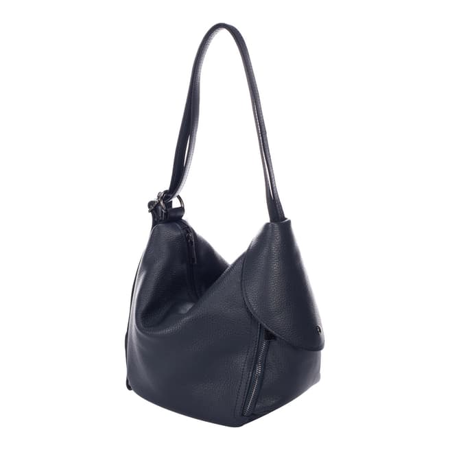 Giulia Massari Navy Leather Shoulder Bag