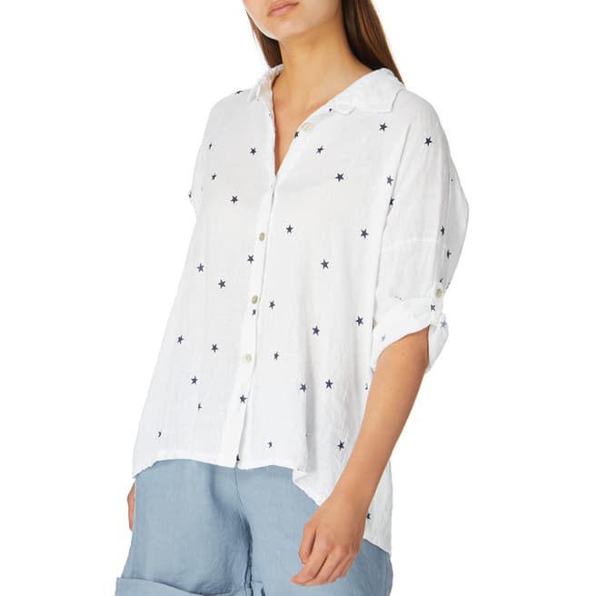 Alexandre Laurent White Star Print Linen Shirt 