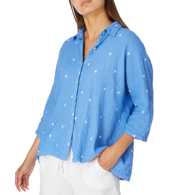 Alexandre Laurent Blue Star Print Linen Shirt 