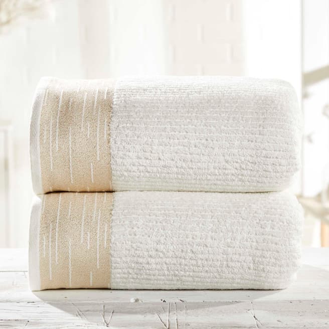 Rapport Mayfair Pair of Bath Sheets, Cream/Gold