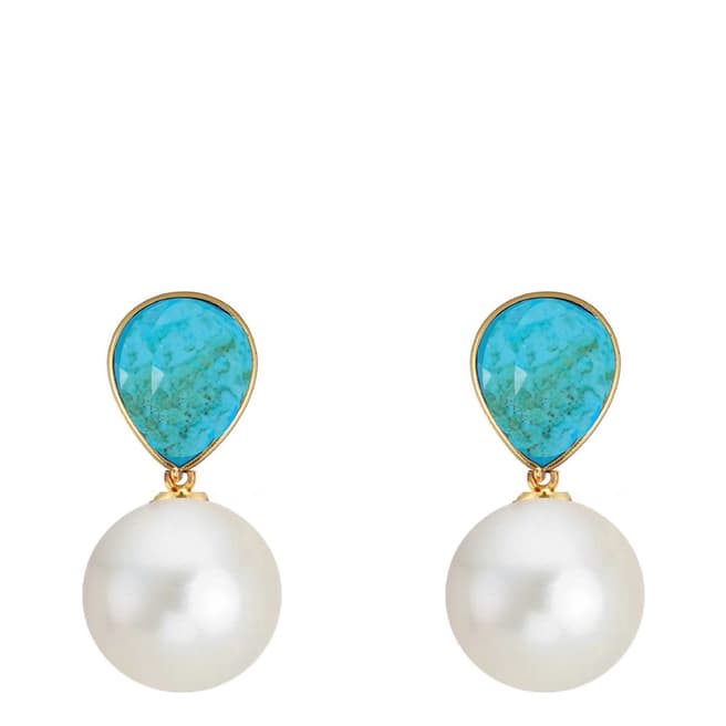 Liv Oliver Turqouise Pearl Drop Earrings