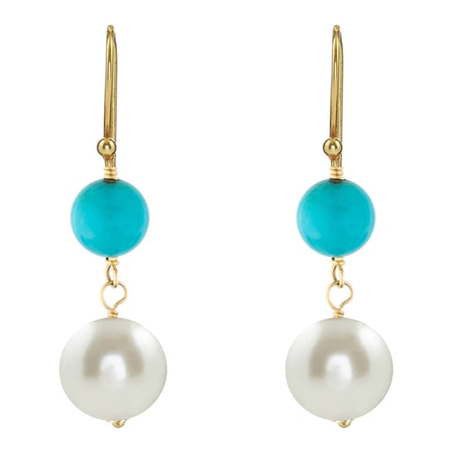 Liv Oliver Turqouise and Pearl Drop Earrings