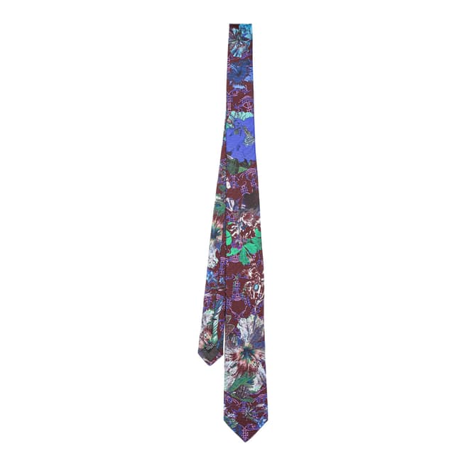 Vivienne Westwood Plum Floral Scribble Orb Silk Tie