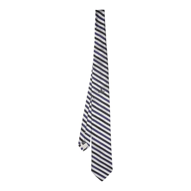 Vivienne Westwood Deep Blue Multi Stripe Orb Silk Tie
