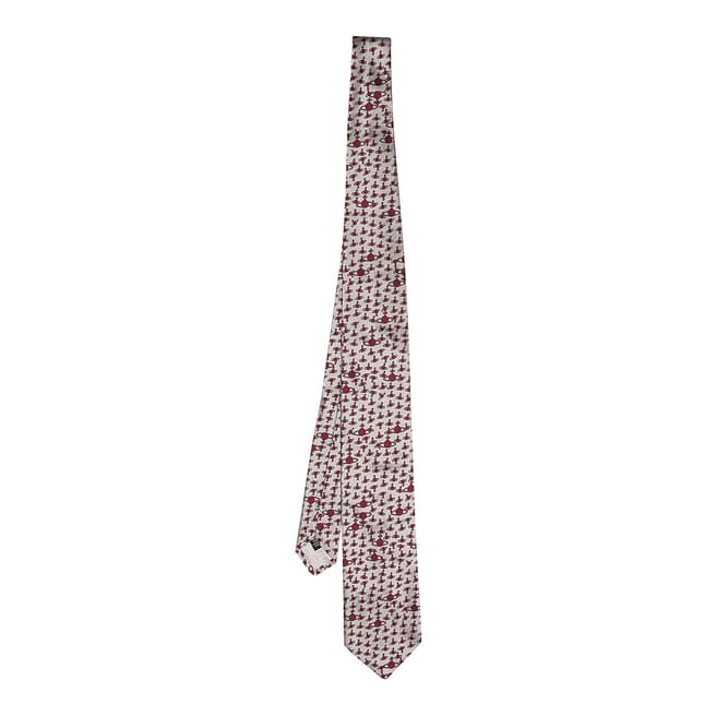 Vivienne Westwood Burgundy Orb Pattern Silk Tie