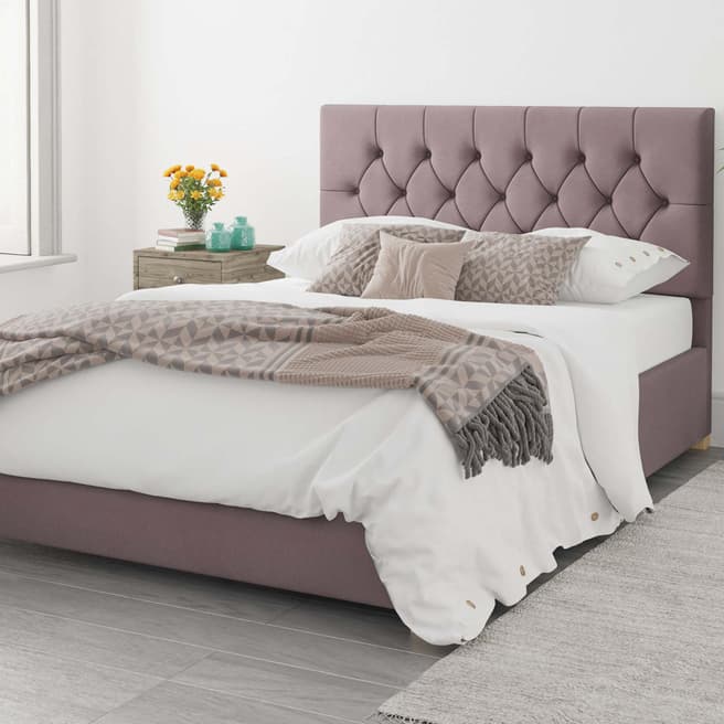 Aspire Furniture Olivier Blush Double Plush Velvet Ottoman Bed